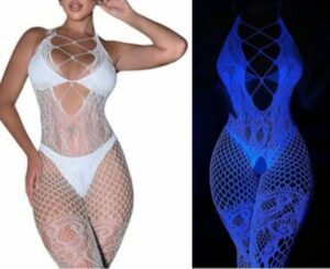 Glow in Dark Bodystocking Fishnet Sheer Mesh